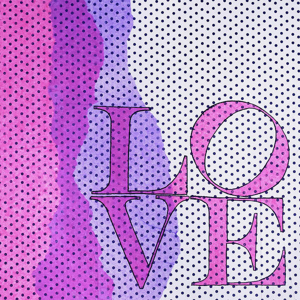 Love Art Print featuring the painting LOVE in Hot Pink and Purple by Lynnie Lang