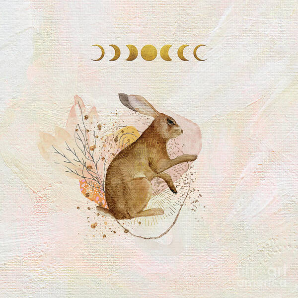 Rabbit Art Print featuring the painting Magical Forest Rabbit by Garden Of Delights