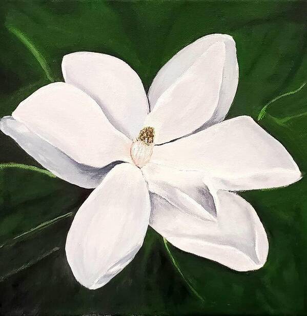 Flower Art Print featuring the painting Magnolia #3 by Amy Kuenzie