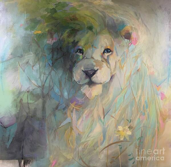 Lion Art Print featuring the painting Majesty by Kimberly Santini