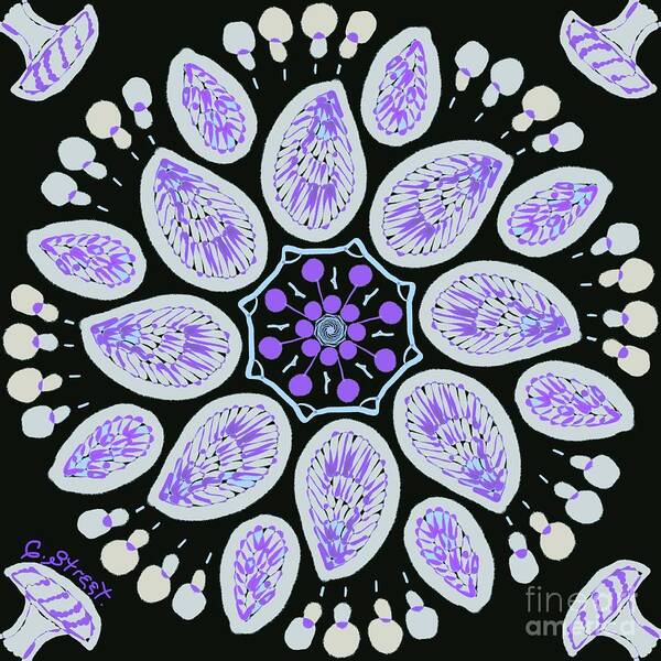 Mandala Art Print featuring the digital art Mandala Mushrooming by Caroline Street