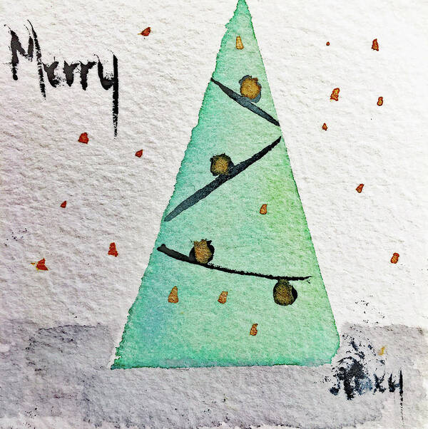 Merry Christmas Art Print featuring the painting Merry Christmas Tree 1 by Roxy Rich