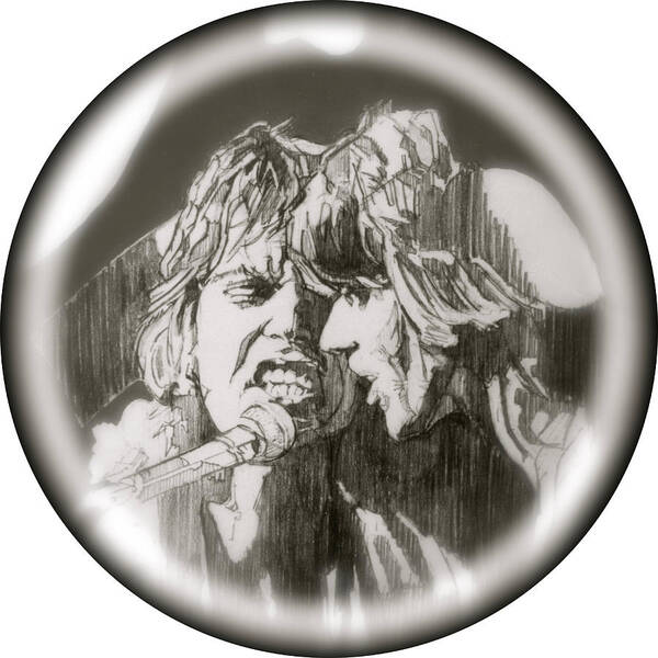 Charcoal Pencil Art Print featuring the drawing Mick Jagger And Keith Richards - Rolling Stones Live - detail by Sean Connolly