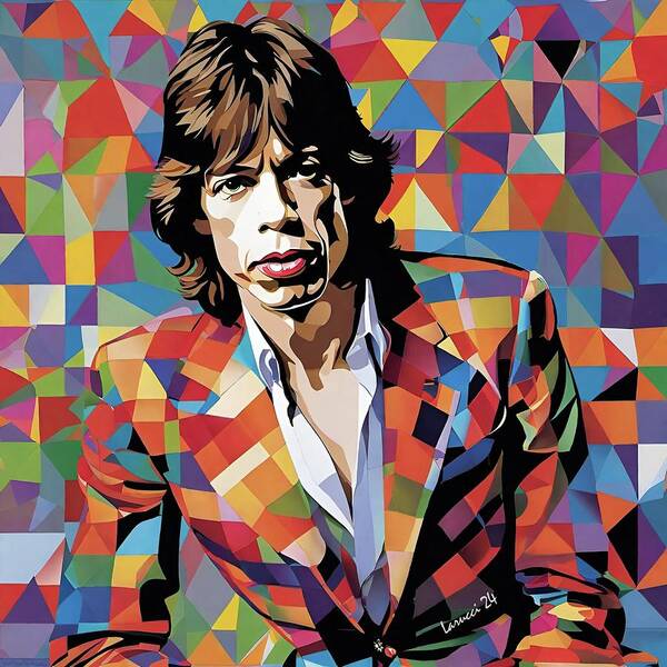 Mick Art Print featuring the digital art Mick Jagger - No.1 by Fred Larucci