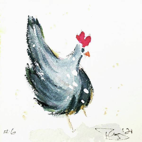 Whimsical Art Print featuring the painting Mini Rooster 6 by Roxy Rich