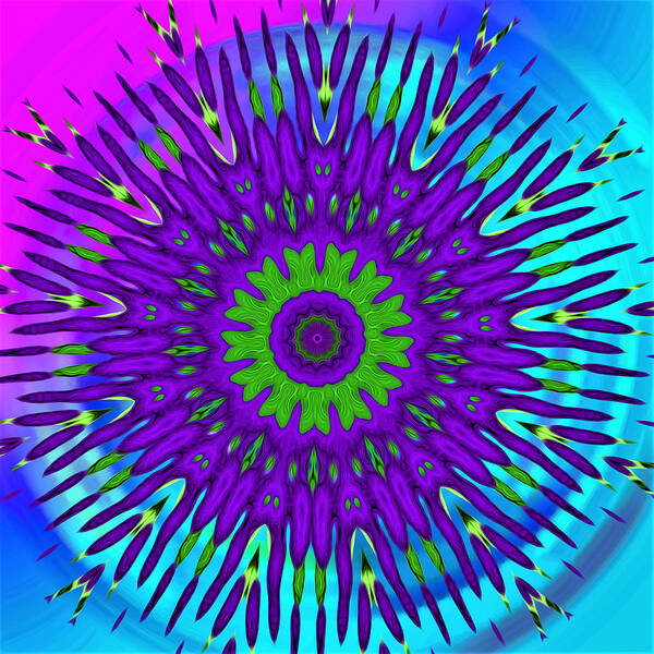 Abstract Art Print featuring the digital art Mod 60's - Rainbow Mandala by Ronald Mills