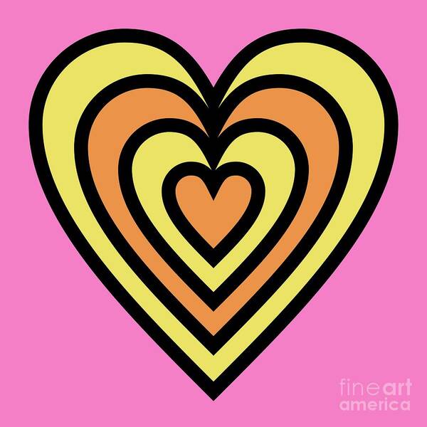 Mod Art Print featuring the digital art Mod Hearts on Pink by Donna Mibus