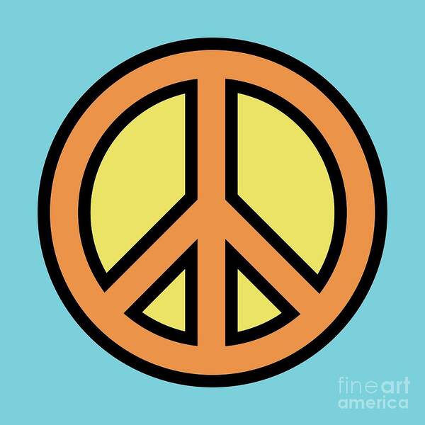 Mod Art Print featuring the digital art Mod Peace Sign in Blue by Donna Mibus