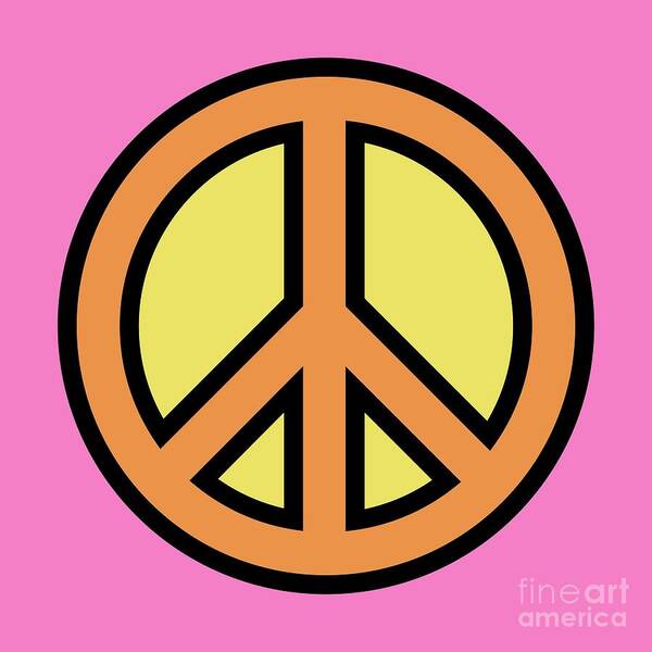 Mod Art Print featuring the digital art Mod Peace Symbol on Pink by Donna Mibus