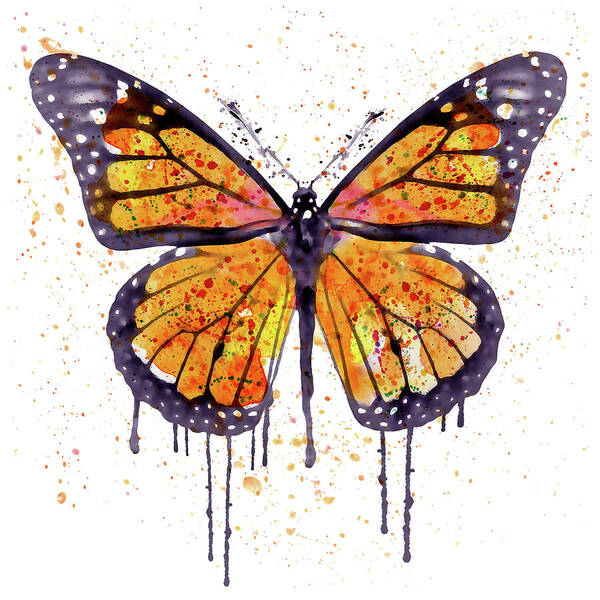 Marian Voicu Art Print featuring the painting Monarch Butterfly watercolor by Marian Voicu