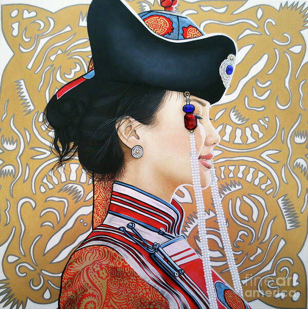 Art Art Print featuring the painting Mongolian Beauty by Malinda Prud'homme