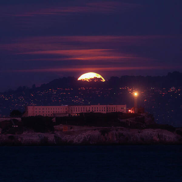  Art Print featuring the photograph Moon Over Alcatraz by Louis Raphael