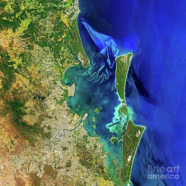 Aerial Art Print featuring the photograph Moreton Bay Australia From Space by M G Whittingham