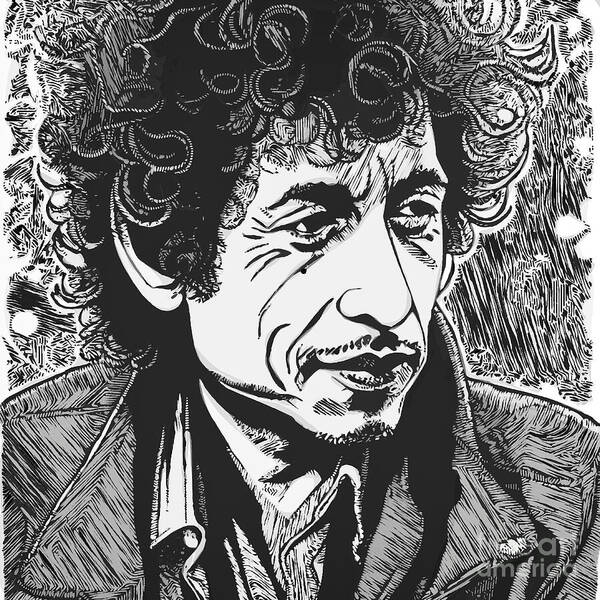 Abstract Art Print featuring the digital art Music Icons - Bob Dylan - 02262 by Philip Preston