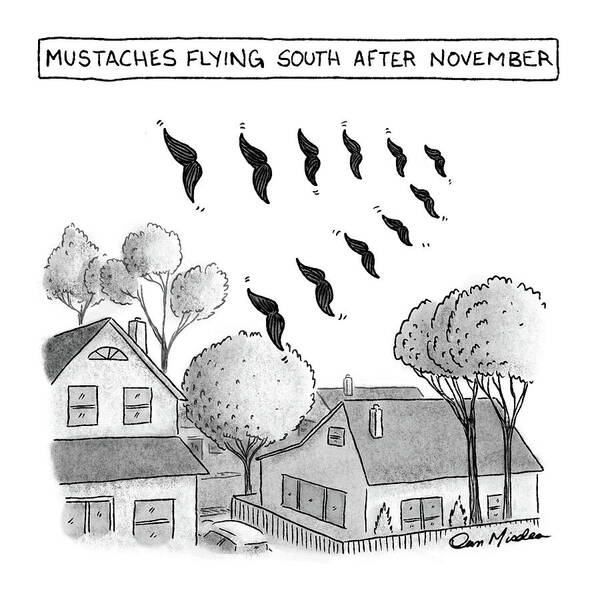Captionless Art Print featuring the drawing Mustaches Flying South After November by Dan Misdea