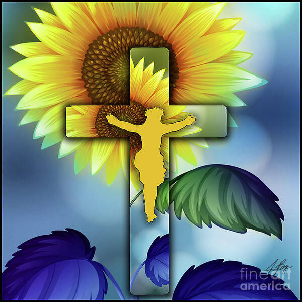 Jen Page Art Print featuring the digital art My Sunflower by Jennifer Page