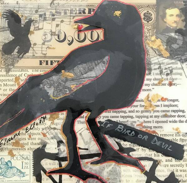 Poe Art Print featuring the painting Nevermore by Elaine Elliott