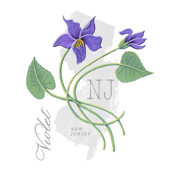 New Jersey Art Print featuring the painting New Jersey State Flower Violet Art by Jen Montgomery by Jen Montgomery