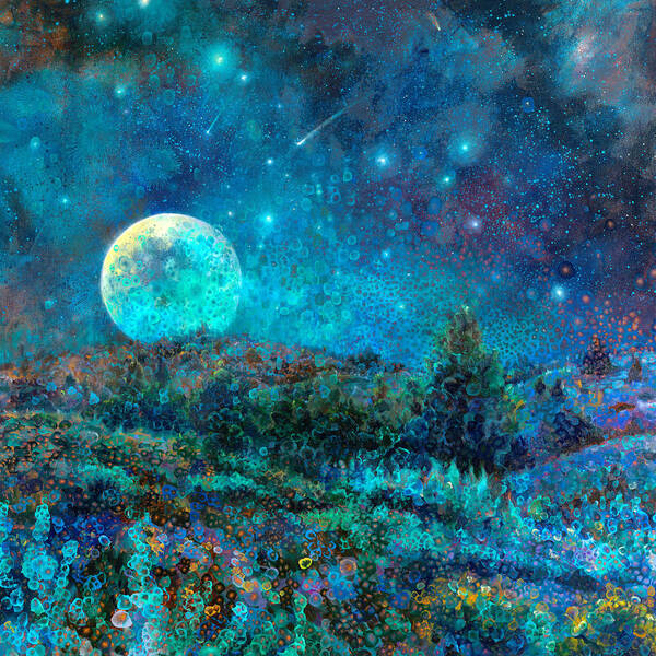 Moon Art Print featuring the painting New Mexico Moonrise by Iris Scott