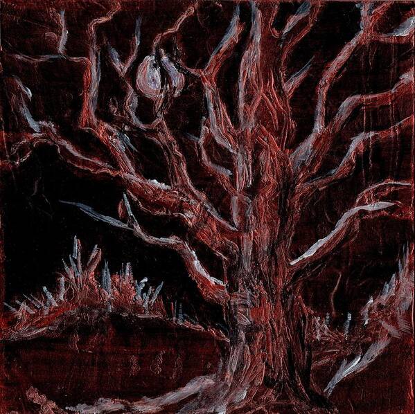 Dark Art Print featuring the painting Night Oak by Tammy Nara