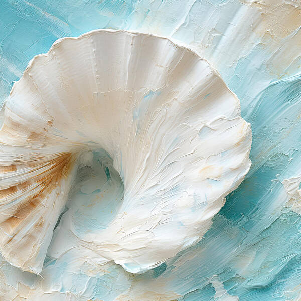 Seashell Art Print featuring the digital art Ocean Elegance - Ocean Art by Lourry Legarde