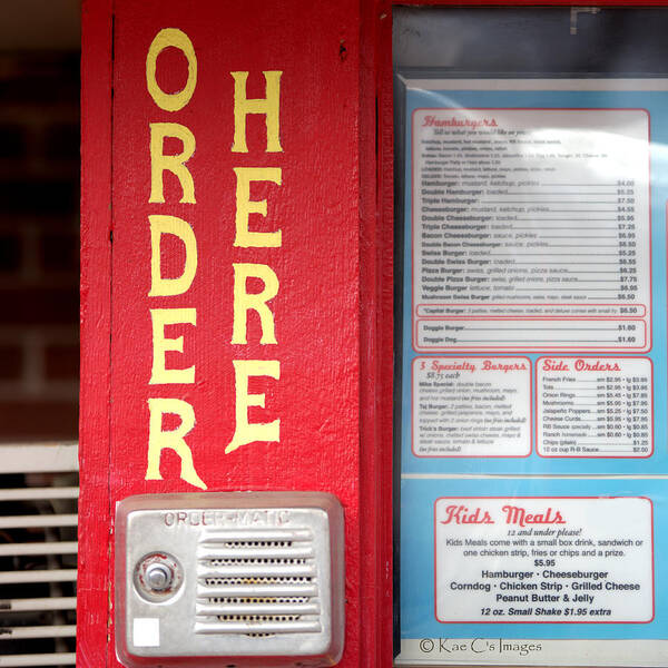 Sign Art Print featuring the photograph Old-style Diner Outdoor Ordering by Kae Cheatham