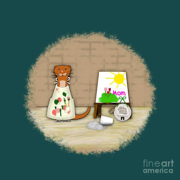 Mothers Day Art Print featuring the photograph Oliver The Otter Makes Mom a Gift by Colleen Cornelius