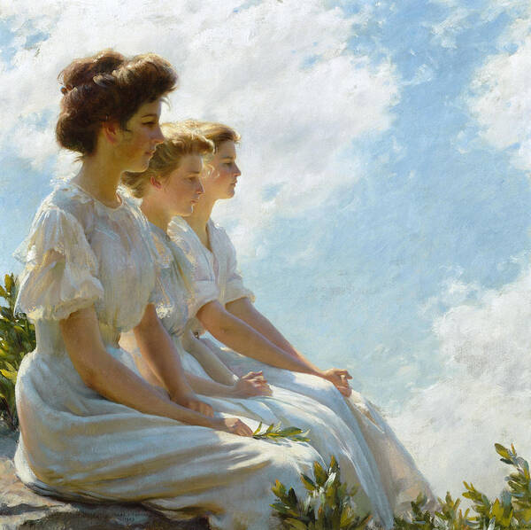 19th Century Art Art Print featuring the painting On the Heights, circa 1909 by Charles Courtney Curran