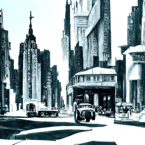 Streets Art Print featuring the painting On the streets of New York City, 14 by AM FineArtPrints