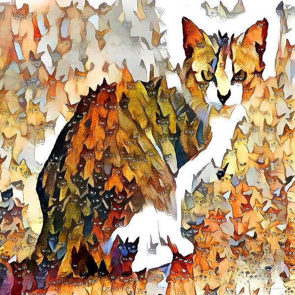 Wingsdomain Art Print featuring the photograph One Thousand and One Cats 20200826v4 square by Wingsdomain Art and Photography