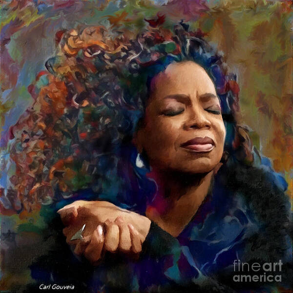 Oprah Winfrey Art Print featuring the digital art Oprah Winfrey portrait by Carl Gouveia