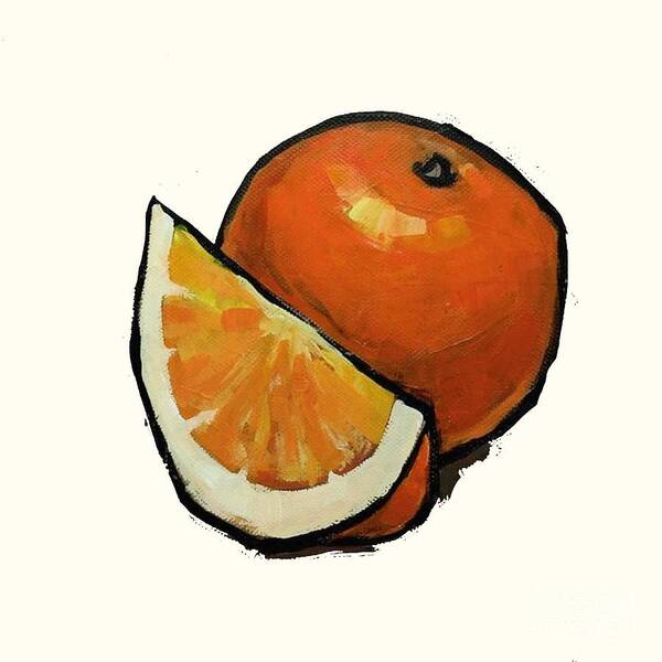 Orange Art Print featuring the painting Orange and quarter by Vesna Antic