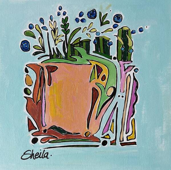 Still Life Art Print featuring the painting Orange Vase by Sheila Romard