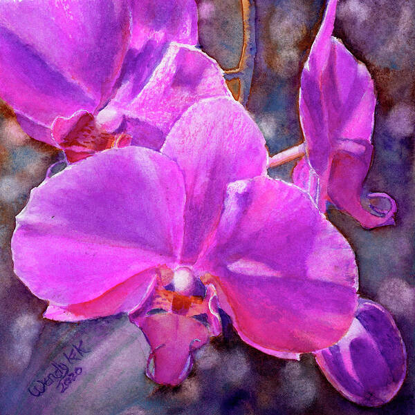 Orchid Art Print featuring the painting Orchids by Wendy Keeney-Kennicutt