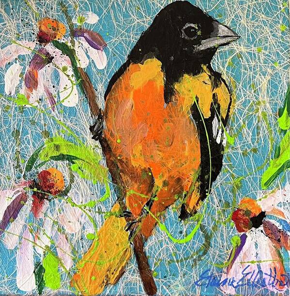 Birds Art Print featuring the painting Oriole by Elaine Elliott