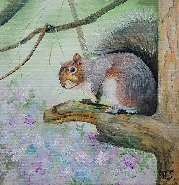 Squirrel Art Print featuring the painting Out on a Limb by Connie Rish