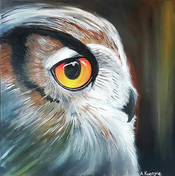 Nature Art Print featuring the painting Owl by Amy Kuenzie