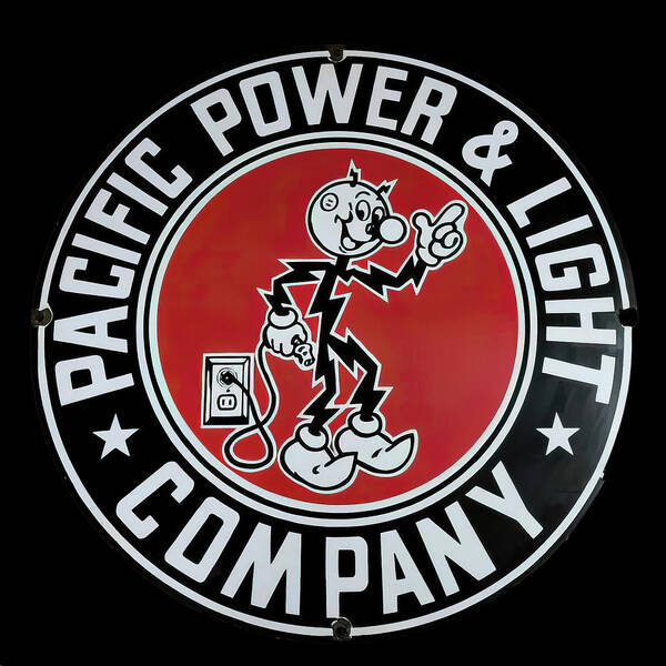 Pacific Power Art Print featuring the photograph Pacific power and light vintage sign by Flees Photos