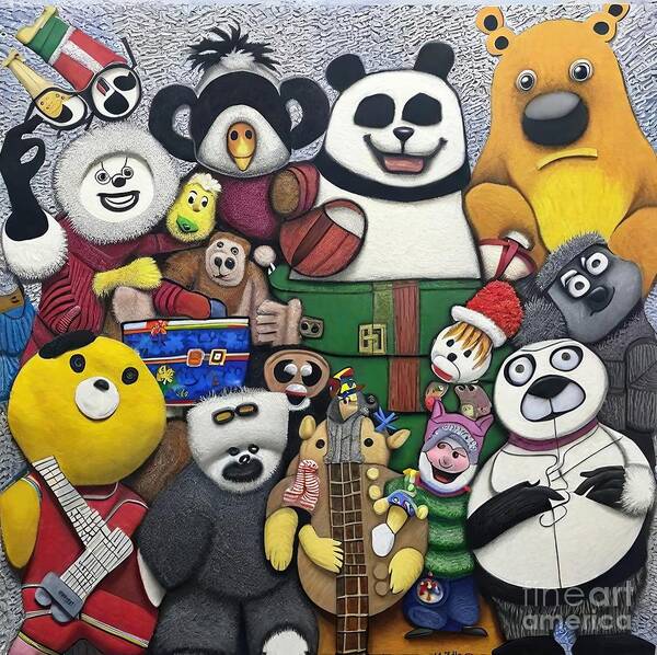 Panda Art Print featuring the painting Painting Back To Childhood panda animal cute outd by N Akkash