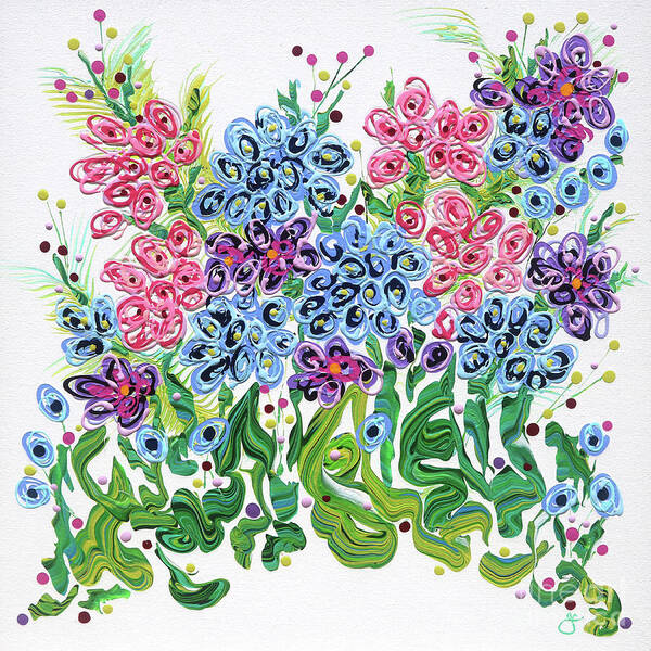 Fluid Acrylic Flower Painting Art Print featuring the painting Parkers' Flowers by Jane Crabtree