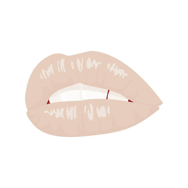 Lips Art Print featuring the digital art Peachy Keen Lips II by Ink Well