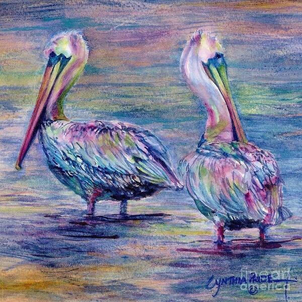 Watercolor Painting By Cynthia Pride Art Print featuring the painting Pelican Elegance by Cynthia Pride