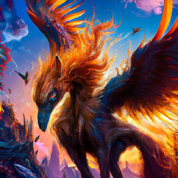 Digital Art Print featuring the digital art Phoenix The Vicious by Beverly Read