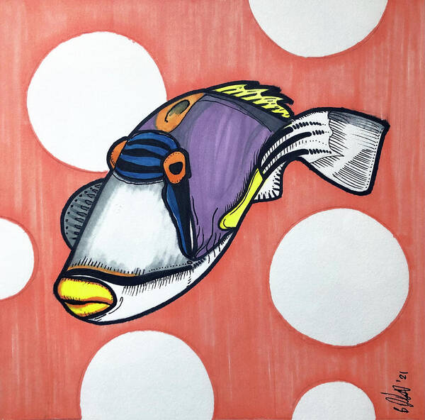 Picasso Triggerfish Art Print featuring the drawing Picasso Triggerfish by Creative Spirit