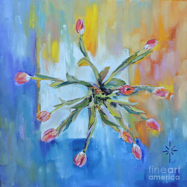 Floral Art Print featuring the painting Pinwheel of Tulips by Jodie Marie Anne Richardson Traugott     aka jm-ART