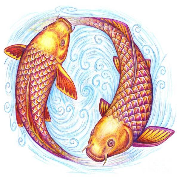 Pisces Art Print featuring the drawing Pisces by Rebecca Wang