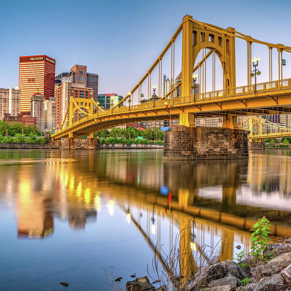 Downtown Pittsburgh Art Print featuring the photograph Pittsburgh Bridge Over The River by Gregory Ballos