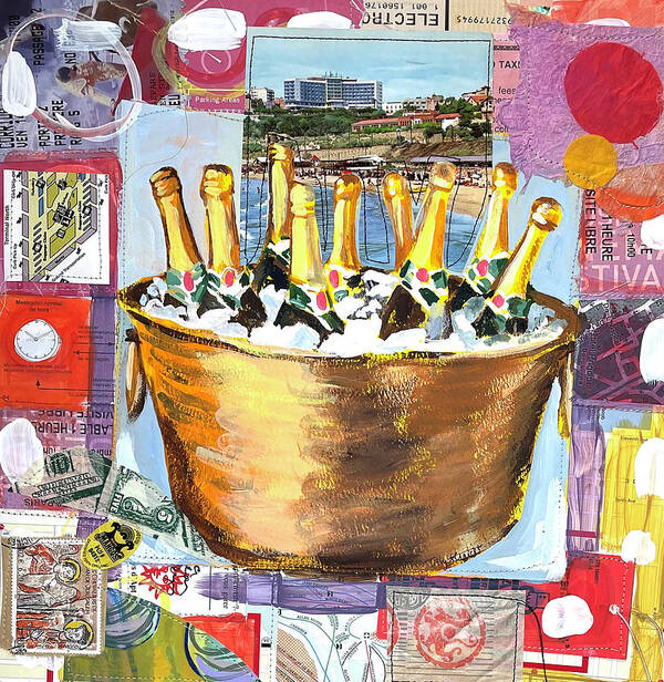 Collage Art Print featuring the painting Plunge by Tilly Strauss