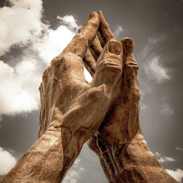 Tulsa Praying Hands Art Print featuring the photograph Praying Hands of Oklahoma 1x1 by Gregory Ballos