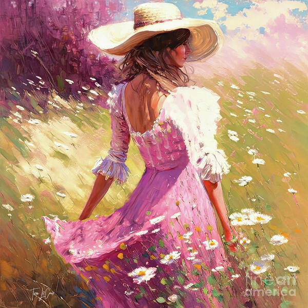 Cowgirl Art Print featuring the painting Pretty Cowgirl In Pink by Tina LeCour